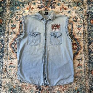 Vintage USA Denim Biker Vest Large
